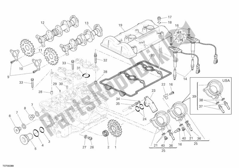 Toutes les pièces pour le Arbre à Cames à Tête Verticale du Ducati Desmosedici RR 1000 2008